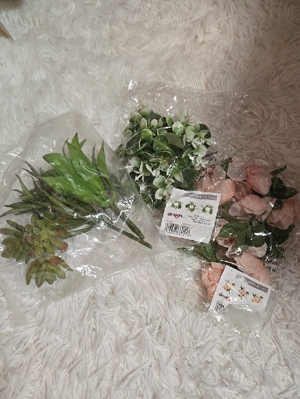 Faux Floral Mini Wreth And Pack Stem Plant Pick Green White Reds Pink Colorful